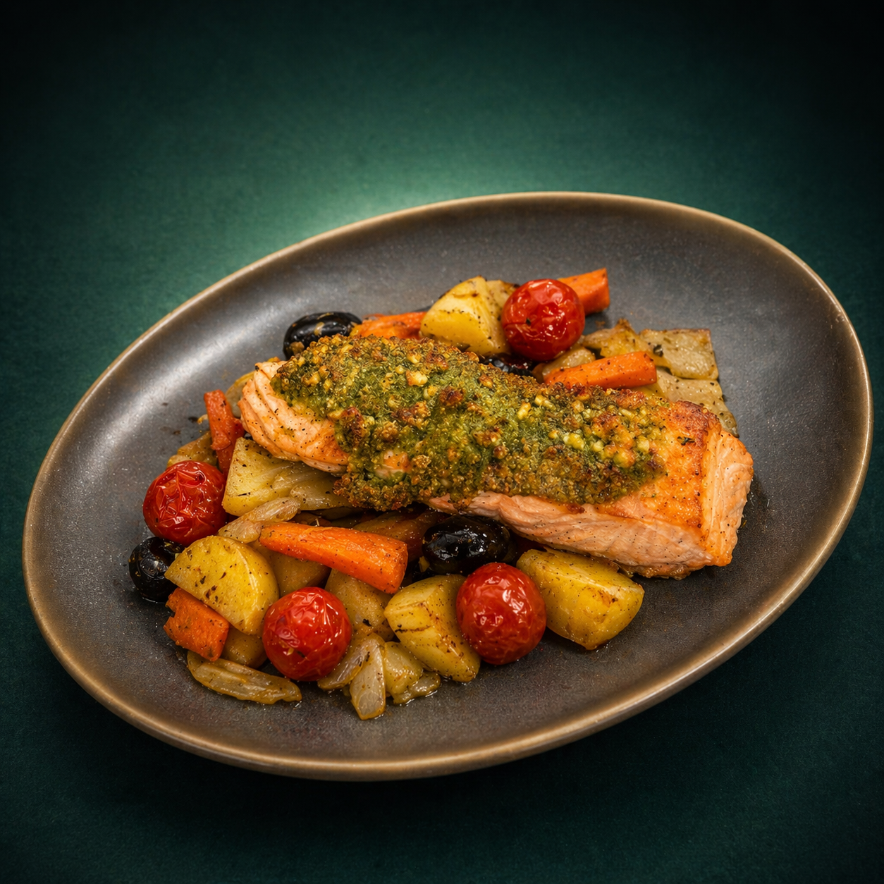 Zalm met geroosterde groenten